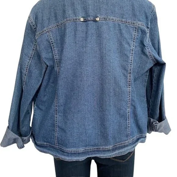 Vintage Erika Denim Jacket Blue Jean Button Down Jacket Size S - Picture 7 of 7
